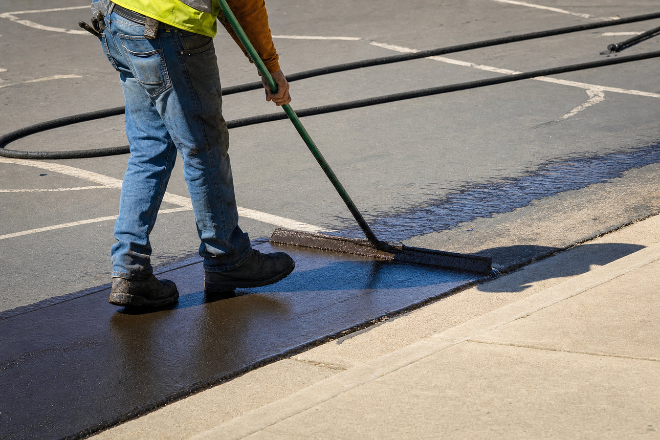 Asphalt sealcoating